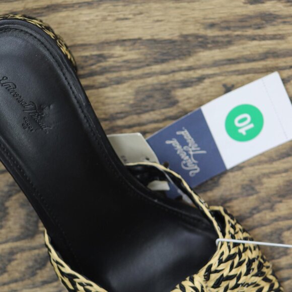 NWT Universal Thread Raffia Strappy Knot Sandal Heels Black Brown Multi 10M - Picture 11 of 11
